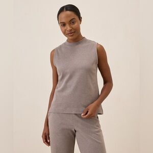 Pact Airplane Mock Neck Shell and Tulip Hem Pant Size M in Deep Taupe Heather